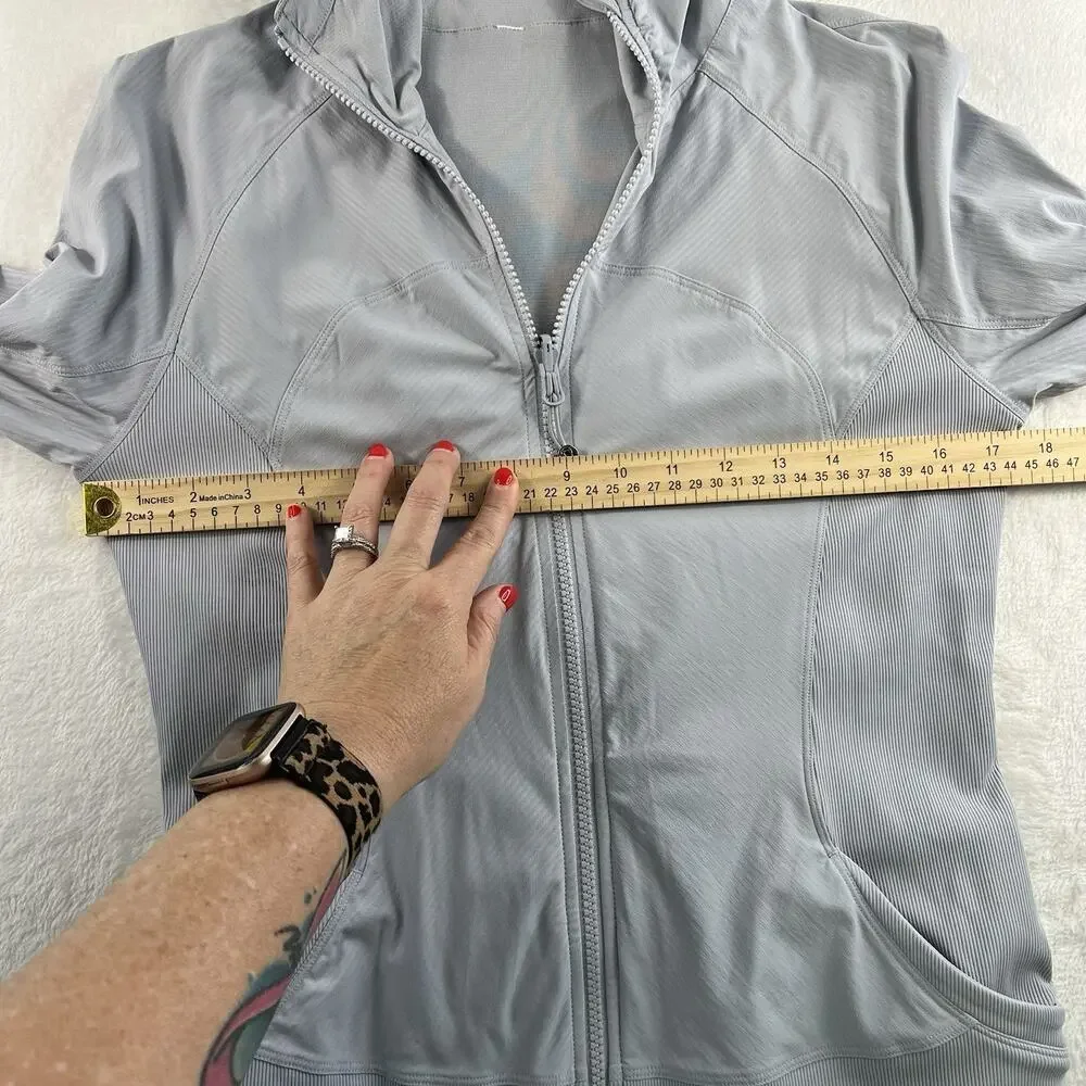 Lululemon Sz 10 In Flux Jacket Dance Studio Reversible Hooded Silver Fox Stretch